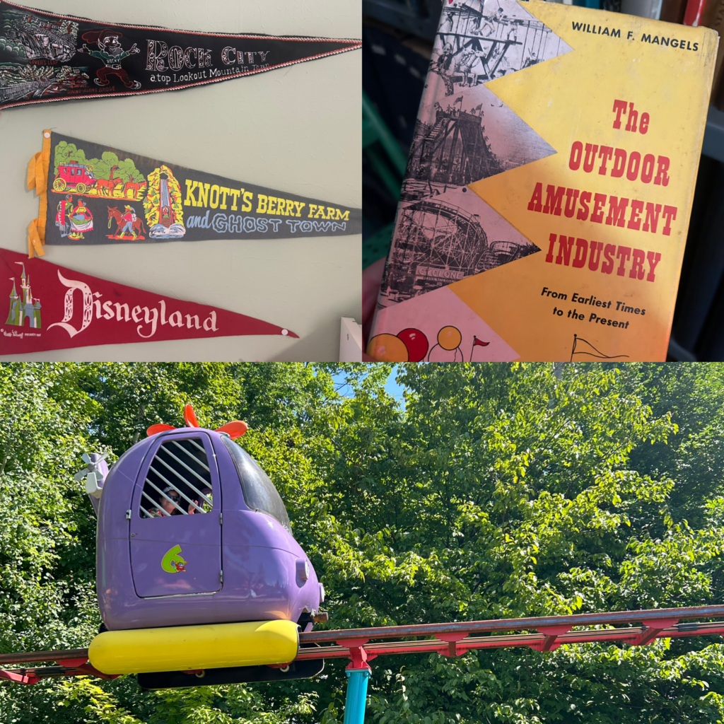 three amusement park related pictures